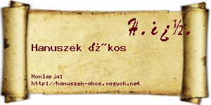 Hanuszek Ákos névjegykártya